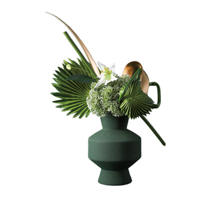 妖及绿色艺术磨砂花器样板间售楼处酒店创意桌面主题仿真花艺摆件