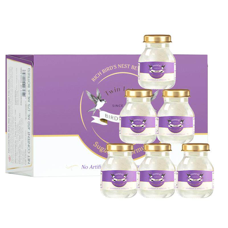 双莲4.8%木糖醇即食燕窝75ml*6瓶孕妇滋补官方旗舰店正品泰国进口