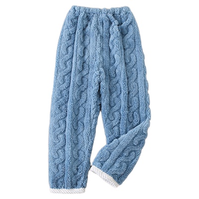 秋冬季中大童法兰绒睡裤男女童加绒加厚珊瑚绒保暖家居裤柔软裤子