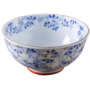 日本进口小蓝芽米饭碗爱悦居陶瓷日式餐具釉下彩面碗汤碗家用盘子