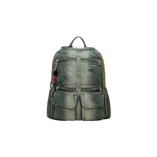 Desigual针织拼接牛仔多口袋双肩包