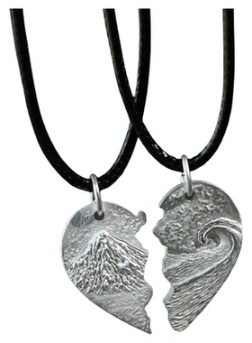 原创手工山海纯银999情侣项坠