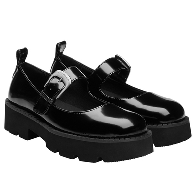 CHARLES&KEITH秋冬女鞋CK1-70900541厚底一字扣圆头玛丽珍鞋单鞋