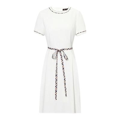 【雅格狮丹】收腰系带长款连衣裙