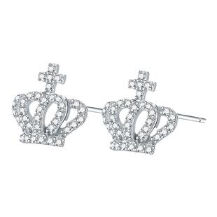 六桂福耳钉925银公主皇冠耳环轻奢银耳针ins风耳饰妇女节礼物