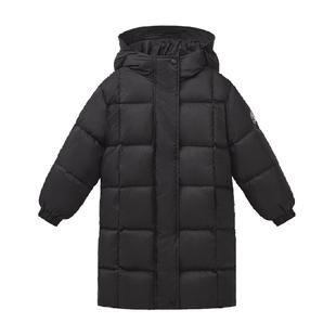 儿童羽绒服女大童三防连帽加厚面包服男童中长款红色宝宝冬装外套