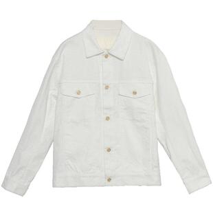 【明星同款】白色印花简约棉质弹力通勤时尚夹克外套男春秋新款