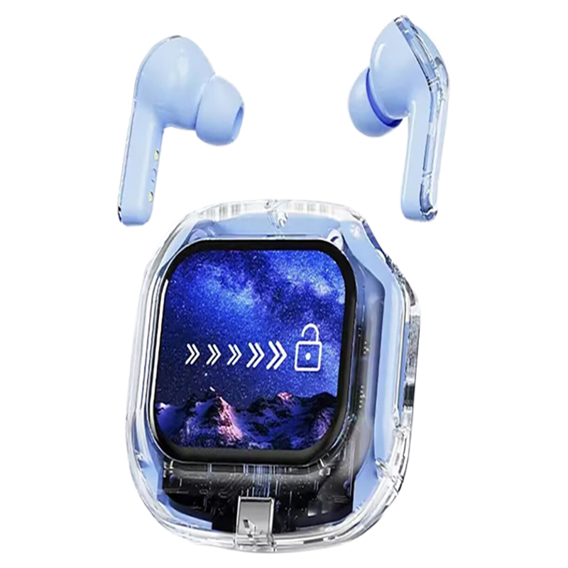 新款智能彩屏透明蓝牙耳机无线触屏9D降噪低延迟高音质超长续航