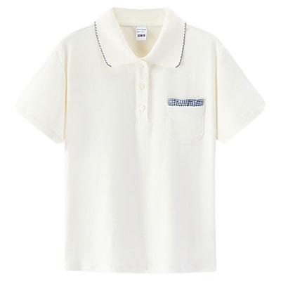 森马POLO衫女夏季修身拼接格纹