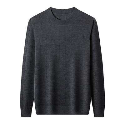 高品质精纺纯羊毛衫男半高领针织衫长袖秋冬轻薄打底羊毛T可机洗