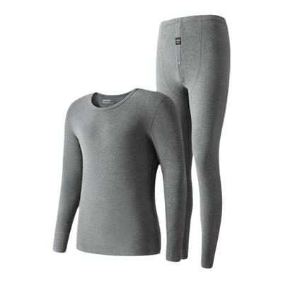 兄华男舒绒圆领中厚保暖内衣套装