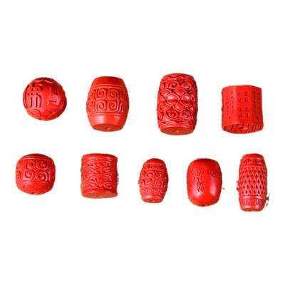 高含量天然原矿真朱砂桶珠隔珠祥云回纹DIY配饰配件百搭款民族风