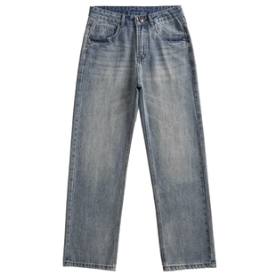 男士水洗宽松牛仔裤男款直筒美式高街春季长裤休闲裤2026年新款