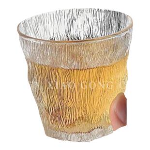 侘寂风迷你冰川杯家用玻璃杯喝水杯子高端办公室茶杯品茗杯主人杯