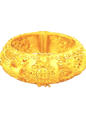 5D浮雕立体仿真黄金龙凤手镯