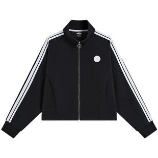 特步女子外套2026春季新款针织上衣立领开衫运动夹克976328060053