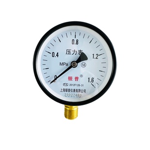 上海银普Y100普通压力表0-1.6 1 2.5 4MPa水压油压气压负压表径向