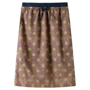 AR波点半身裙天丝棉百搭休闲中长裙度假风直筒显瘦裙子新款夏季