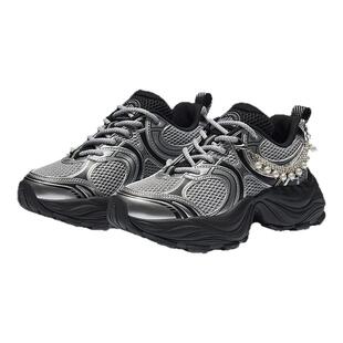 PALLADIUM帕拉丁复古黑色老爹鞋女小个子增高女款珍珠花瓣鞋94547