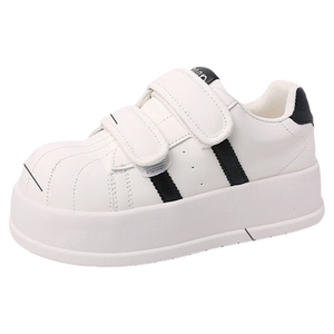 时尚部落2026年春新款厚底魔术贴运动休闲鞋增高小白鞋丑萌大头鞋