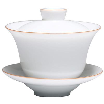 三勤堂白瓷盖碗普洱景德镇喝茶