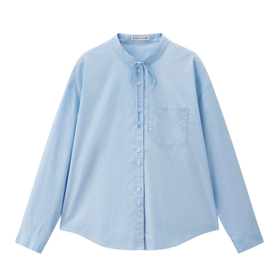 Giordano宽松长袖纯棉绑带衬衫