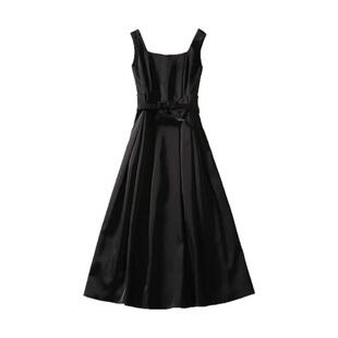 明星同款港邮夏装新款赫本风黑裙轻奢名媛风主持人宴会礼服连衣裙