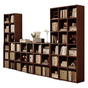 实木书架整墙书柜一体到顶去客厅化胡桃木色满墙家用展示柜储物柜
