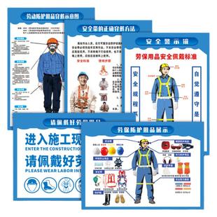 劳动防护用品安全带穿戴劳保标准着装图警示镜宣传画墙贴纸NDH24