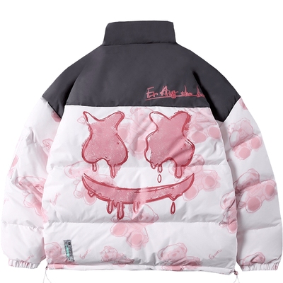 er小熊印花立领短款羽绒服国潮