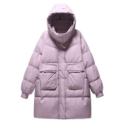 特大码羽绒服女连帽中长款200斤