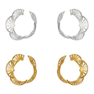 Rainy and Cloudy刺绣管珠|花扇耳钉 法式刺绣耳钉花扇银饰耳钉