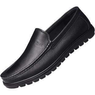 日泰休闲皮鞋男真皮2025新款百搭透气羊皮乐福鞋软底一脚蹬豆豆鞋