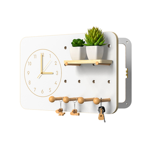 木质电表箱装饰画遮挡带钟表北欧挂件置物架创意现代简约竖款轻奢