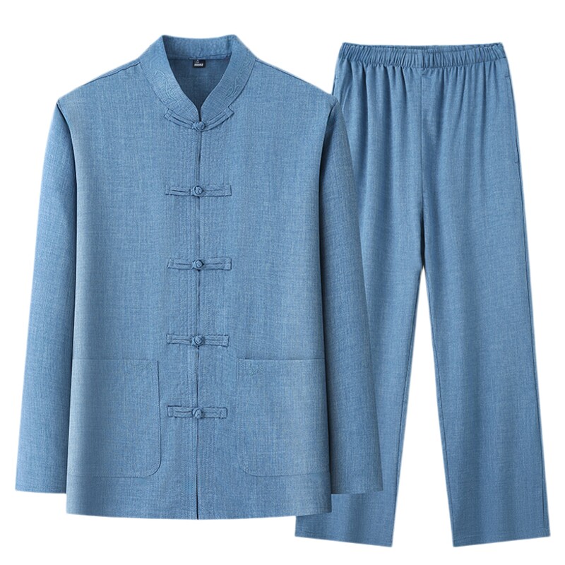 新款唐装男新中式国风中老年人套装春夏季太极晨练衣服爸爸外套