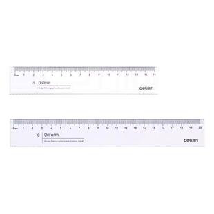 得力带波浪线直尺小学生多功能透明尺子高颜值绘图测量直尺套装