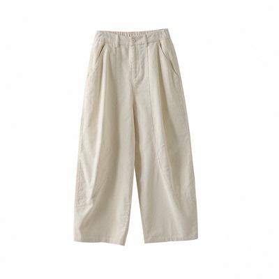 秋冬季加厚宽松九分灯芯绒弯刀裤