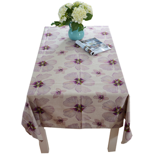 唯美花瓣长方形台布布艺田园棉麻桌布正方形餐桌盖布茶几布可定制