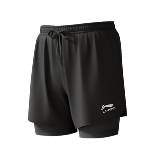 李宁女士泳裤短裤下半身防走光大码平角五分可下水黑色运动速干裤