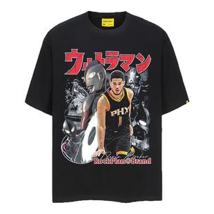 摇滚计划美式球星布克&奥特曼联动印花短袖街头纯棉T恤vibe潮牌男