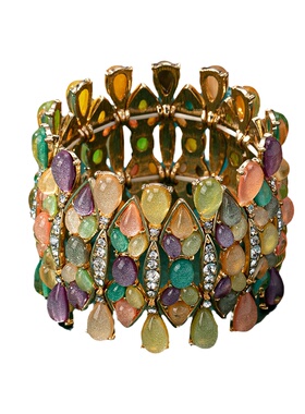 复古夸张宽大手镯满钻重工精致弹力手链民族风新中式小众高级感女