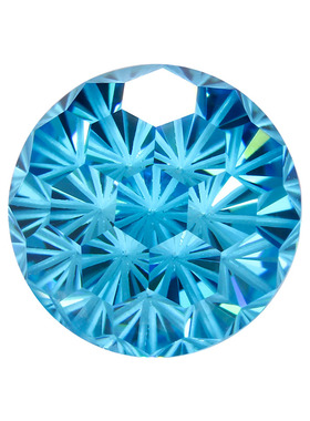 海蓝锆烟花切圆形裸石主钻 圆形高碳钻宝石美甲耳钉钻蓝色合成cz