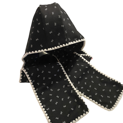 蝴蝶结印花围巾帽子一体女2025