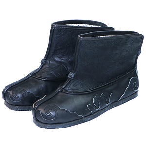 妍姝阁老北京布鞋传统特色男靴中国风牛皮云头男靴全皮手工武术鞋