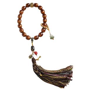 十八子菩提手持紫金鼠手串原籽实心文玩配饰朱砂生肖流苏盘玩佛珠