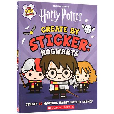 英文原版Harry Potter: Create by Sticker: Hogwarts 哈利波特系列霍格沃兹学院贴纸书儿童趣味读物6-8-10岁学乐出版