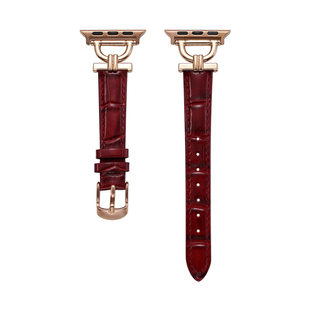 iserisewatch适用iWatchs11代表带苹果手表s10酒红色表带applewatch9硅胶运动SE皮质41mm45高级感磁吸女款6/7