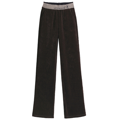 雪尼尔阔腿裤女高腰大码显瘦直筒