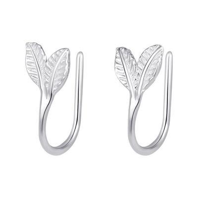 999纯银树叶耳环简约养耳洞耳钉