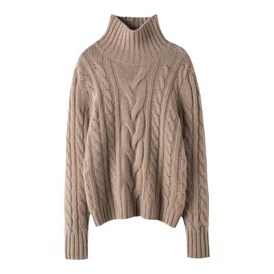 羊绒衫女套头绞花半高领针织毛衣